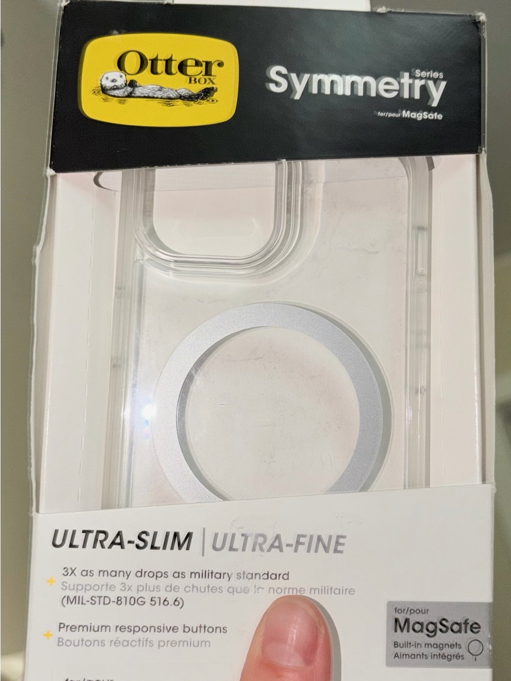 OtterBox Symmetry Series Clear Case with Silver MagSafe Ring